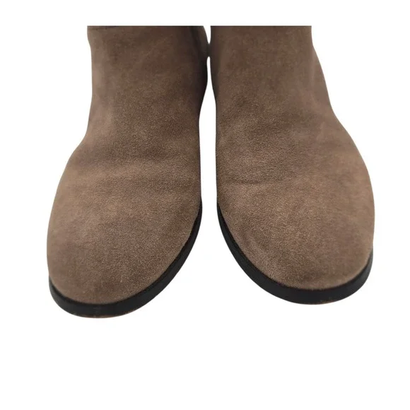 Lands' End Womens 6.5 Taupe Suede Leather Ankle Boots Side Zip Up Minimalist Y2K - Picture 11 of 12